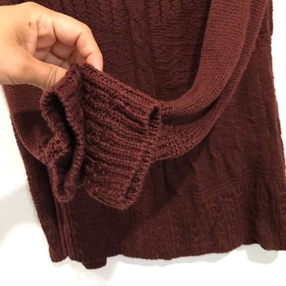 Skies Are Blue Open Front Knit Cardigan Sweater Maroon Sz XS - Picture 6 of 9